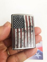 Quẹt Zippo hình cờ Mỹ - Made in USA