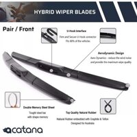 Quiet Triple-Frame Front Wiper Blades, Main & Secondary Car Wiper Set for Smooth Cleaning
