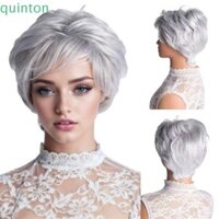 Quinton Tóc Giả Bob Xoăn Với Nổ, Phần Nối Dài Tóc Ngắn Phối Màu Xám Tóc Giả, Thời Trang Giả Tự Nhiên Tổng Hợp Nữ Bob Tóc Giả Cosplay Đảng