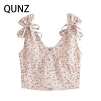 Qunz Dây Buộc Thời Trang Mảnh Hoa In Áo Vest Gợi Cảm 6570