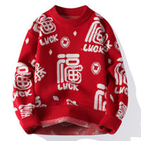 Quốc Gia Hợp Thời Trang Áo Len Đỏ Nam Mùa Đông Dày Benming Năm May Mắn Áo Len Nam Thanh Niên Áo Len Ấm Áp Hàng Đầu Quần Áo