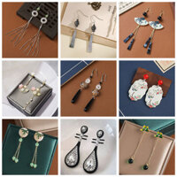 Quốc Gia Hợp Thời Trang Mới Phong Cách Trung Quốc Hình Quạt Ngọc Trai Tua Rua Bông Tai Nữ Retro Phong Cách Trung Hoa An Toàn Khóa Bông Tai Hanfu Trang Phục Bông Tai