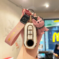 Qute Bulldog Mới 3 Nút TPU Chìa Khóa Xe Ô Tô Dành Cho Fiat 500 500L Lật Từ Xa Chìa Khóa Cho Fiat Punto Panda Phụ Kiện Xe Hơi