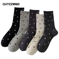 Qutzzmnd 5 đôi / bộ Tất Nữ, Tất Dài Dệt Kim Ống Dài Giữa Chiều Dài, Hàn Quốc Giữ Ấm Điểm Boot Tay Nam Nữ