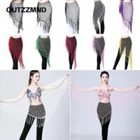 Qutzzmnd Belly Dance Hip Scarf, Trang phục khiêu vũ bụng phong cách Sequins, Tua rua khiêu vũ bụng gợi cảm Rỗng Thái Lan / Ấn Độ / Váy khiêu vũ Ả Rập