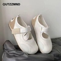 QUTZZMND Qutzzmnd Giày Nữ, Giày Nữ Mũi Tròn Chống Trơn Trượt, Giày Thể Thao Lưới Trắng Thoáng Khí Cho Nữ Bé Gái