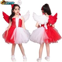 Quỷ và thiên thần trang phục kép cho bé gái halloween tutu dress with wing headband kids naughty & nice carnival party cosplay outfit