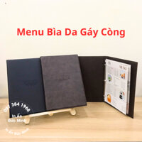 Quyển bìa da gáy còng, menu da cao cấp gáy còng, sổ menu kích thước A4