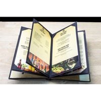 Quyển Menu bìa da góc cài nhiều lá, menu da cao cấp góc cài, sổ menu da nhiều lõi cao cấp