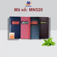 Quyển Menu Da Cao Cấp Minh Châu Có Khoét 10 lá – khổ 12 x 23.5cm – màu Đen/ Nâu/ Xanh than/ Đỏ mận – 1 quyển 520
