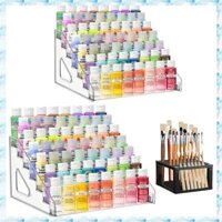 [R Q M U] 2 Hộp Bảo Quản Sơn Trong Suốt Có Giá Đỡ Cọ Sơn, 7 Giá Để Đồ Sơn Thủ Công, Giá Sơn Thu Nhỏ Để Bảo Quản Sơn