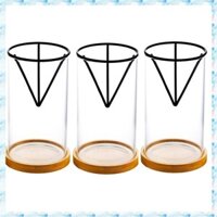 [R Q M U] Bộ dụng cụ trồng cây bơ 3 gói, Bình hạt bơ thủy tinh có giá đỡ tam giác và đế tre, chậu cây nảy mầm