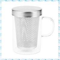 [R Q M U] Cốc pha trà thủy tinh chịu nhiệt du lịch 500Ml có nắp thép không gỉ Cốc cà phê Tumbler Nhà bếp chịu nhiệt Lớn