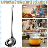 [R Q M U] Dụng cụ tách dầu Hộp đựng súp bằng thép không gỉ Bẫy dầu mỡ Thìa dài Máy lọc súp để nấu phụ kiện nhà bếp cho Lẩu