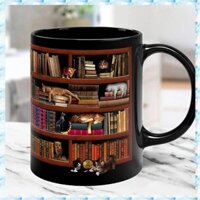 [R Q M U] Kệ Sách 3D Cốc Thư Viện Kệ Sách Cốc Thiết Kế Mèo Cốc Sách Câu Lạc Bộ Cốc Cà Phê Mới Lạ Cốc Cà Phê Trích Dẫn Động Lực Dễ Sử Dụng