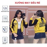 [R04] Áo khoác dù nữ in chữ sau lưng phối sọc tay dễ thương - A1083