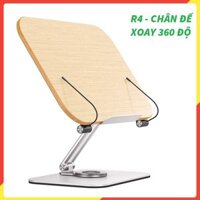 R3, R4 Kệ kê sách đọc đa năng cao cấp từ hợp kim nhôm và gỗ, điều chỉnh độ cao, chân đế xoay 360 độ.