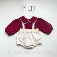 (R55) Set yếm quần kèm áo cổ sen ren MIEN cho bé gái