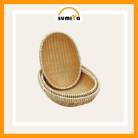 Rá tre, Rổ tre viền mây cao cấp bầu dục SUMIYA, nguyên liệu tự nhiên thân thiện môi trường