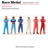 Racemedal 1: 64 mô hình nhân vật hành động cố gắng cho anh trai đua xe đứng mô hình ô tô nhỏ cảnh phụ kiện mô hình xem đường phố