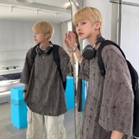 Rách Ngắn Tay Áo Thun Nam Mùa Hè Băng Lụa Quần Áo Dạo Phố Hợp Thời Trang Mỹ Cao Cấp Rời Nửa Tay Ông