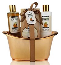 Rachelle Parker Honey & Green Tea Exclusive Spa Gift Basket for Natural Skin- Body Hydration & Rejuvenation! Ideal Birthday Gift & Thank You Gift