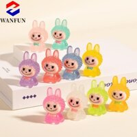 Radiantedge 10 chiếc Búp bê Labubububu màu kẹo, Đồ chơi Labubububu bằng nhựa hoạt hình dạ quang, Đồ trang trí ba lô phát sáng ban đêm bằng nhựa Kawaii Labubupu Quà tặng trang trí nhỏ