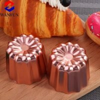 Radiantedge 4 Khuôn Làm Bánh, Khuôn Làm Bánh Canele Chống Dính Mini, Hợp Kim Nhôm DIY Phong Cách Pháp Khuôn Bánh Cupcake