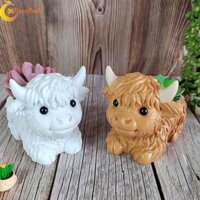 Radiantflash Chậu hoa bò cao cấp, Mô phỏng Chậu hoa nhựa Yak Mini, Chậu hoa sân vườn Handmade Nhiều màu Động vật dễ thương Chậu sáng tạo Vườn