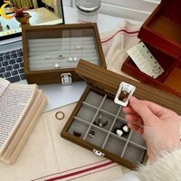 Radiantflash Trang Sức Người Tổ Chức, Trưng Bày Trang Sức Hộp Trang Sức Bằng Gỗ Vuông, Hộp Bảo Quản Thời Trang Dung Tích Lớn Bông Tai Nhẫn Hiển Thị Giá Đỡ Quà Tặng Nữ