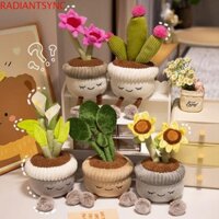 Radiantsync Dệt Kim Móc Hoa, Hoa Dệt Kim Hướng Dương Thủ Công, Chậu Cây Bất Tử DIY Tự Làm Hoa Dệt Kim Tay Trang Trí Nhà Cửa