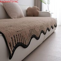Radiantsync Tấm lót ghế Sofa hình người ngoài hành tinh, Vỏ bọc ghế Sofa ấm áp sang trọng dày chống trượt, Vỏ bọc ghế Sofa sọc đa năng chống bụi Vải phòng khách