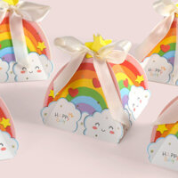 Rainbow Candy House Bao bì Hộp giấy rỗng Ngày trẻ em Hộp quà kẹo Quà tặng sinh nhật Quà Tặng nhỏ Hộp kẹo cưới [yfs]