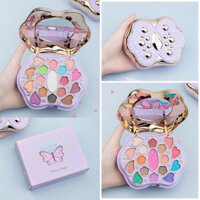 Raki Hộp Trang Điểm Ba Lớp Loại Bướm Người Lớn Sinh Viên Hộp Trang Điểm Bấm Bột Son Bóng Phấn Mắt Kết Hợp Bảng Màu