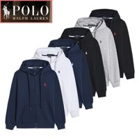 Ralph Lauren Polo Nam Mỏng Cardigan Áo Nam Áo Chui Đầu Áo Dây Kéo Có Mũ Trùm Đầu Áo Vải Bụng Hồ