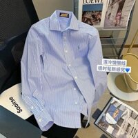 Ralph _ Lauren Sọc Cổ Áo Polo Thiết Kế Niche Áo Sơ Mi Nữ Mùa Xuân Thu Phong Cách Mới Nhỏ Ngọt Ngào Và Thời Trang