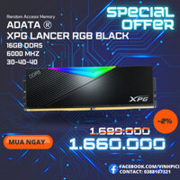 Ram ADATA LANCER DDR5 16GB 6000Mhz BLACK RGB AX5U6000C3016G-CLARBK [NEW]