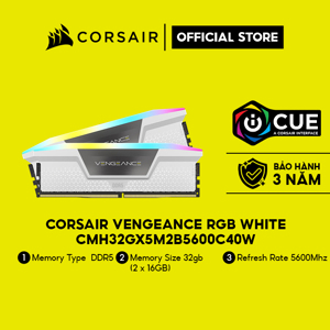 Ram Corsair Vengeance RGB 32GB (2x16GB) 5600 DDR5 White (CMH32GX5M2B5600C36W)