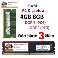 Ram DDR4 4GB DDR4 8GB DDR3 4GB DDR3L 8GB bus 1333 1600 2133 2400 2666 ram máy bàn laptop pc3 pc3l pc4