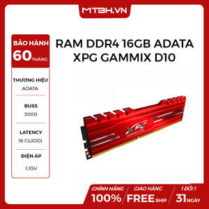 Ram Desktop Adata XPG Gammix D10 (AX4U300016G16A-SB10) 16GB (1x16GB) DDR4 3000Mhz