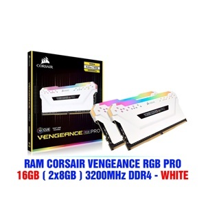 Ram Desktop Corsair Vengeance RGB Pro White 16GB (2x8GB) DDR4 3200MHz (CMW16GX4M2C3200C16W)