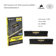 RAM Corsair Vengeance LPX 16GB CMK16GX4M2A2666C16 - DDR4, 2666mhz,  C16, (2 x 8GB)