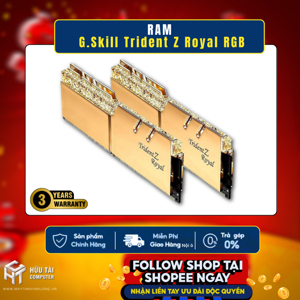 Ram Desktop G.Skill Trident Z Royal RGB Gold 16GB (2x8GB) DDR4 3200MHz (F4-3200C16D-16GTRG)