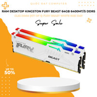 Ram Kingston Fury Beast White ·64GB 6000-6400MT/s DDR5 CL30-32 DIMM (Kit of 2) RGB XMP