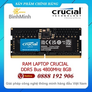Ram laptop Crucial 8GB DDR5 bus 4800Mhz CL40 (CT8G48C40S5)