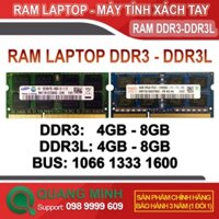 Ram Laptop DDR3, DDR3L,8GB 4Gb Bus 1333/1600 Tháo Máy Chính Hãng Bảo Hành 3 Năm
