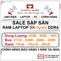 RAM Laptop DDR4 SK Hynix 4GB/8GB/16GB Bus 2133/2400/2666/3200 Chính Hãng - Bảo Hành 3 Năm