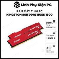 RAM Máy Tính PC Kingston 8GB DDR3 Buss 1600 Có Ốp Tản Nhiệt Mới 100% | Bảo Hành 1 Đổi 1 Trong 3 Năm