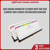 Ram PC Corsair Dominator Platinum White RGB 16GB 3200Mhz DDR4 (2x8GB) CMT16GX4M2C3200C16W