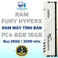Ram PC máy tính bàn 8GB/16GB DDR4 bus 2666/3200Mhz Hyperx Fury V2 Trắng Ram PC4 - Bảo hành 36 tháng